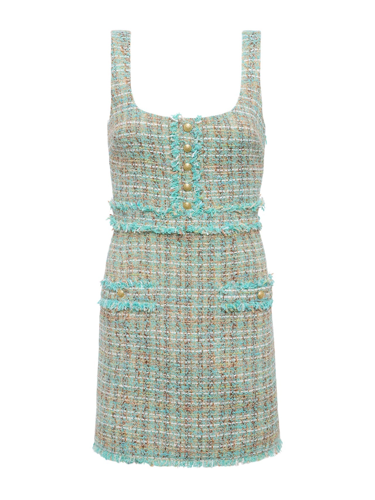 Valli Tweed Mini Dress in Lagoon/Light Brown Tweed | L'AGENCE discount