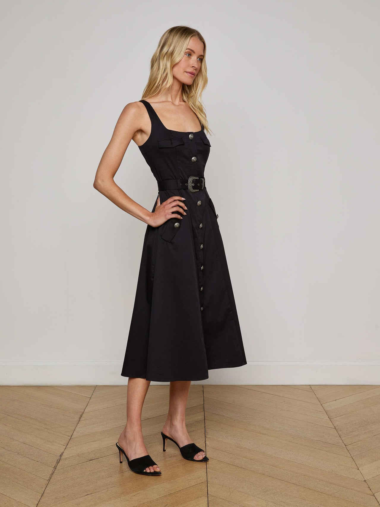 Tazia Midi Dress in Black | L'AGENCE near me