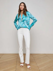 Tyler Silk Blouse in Multi Turquoise Stone | L'AGENCE discount