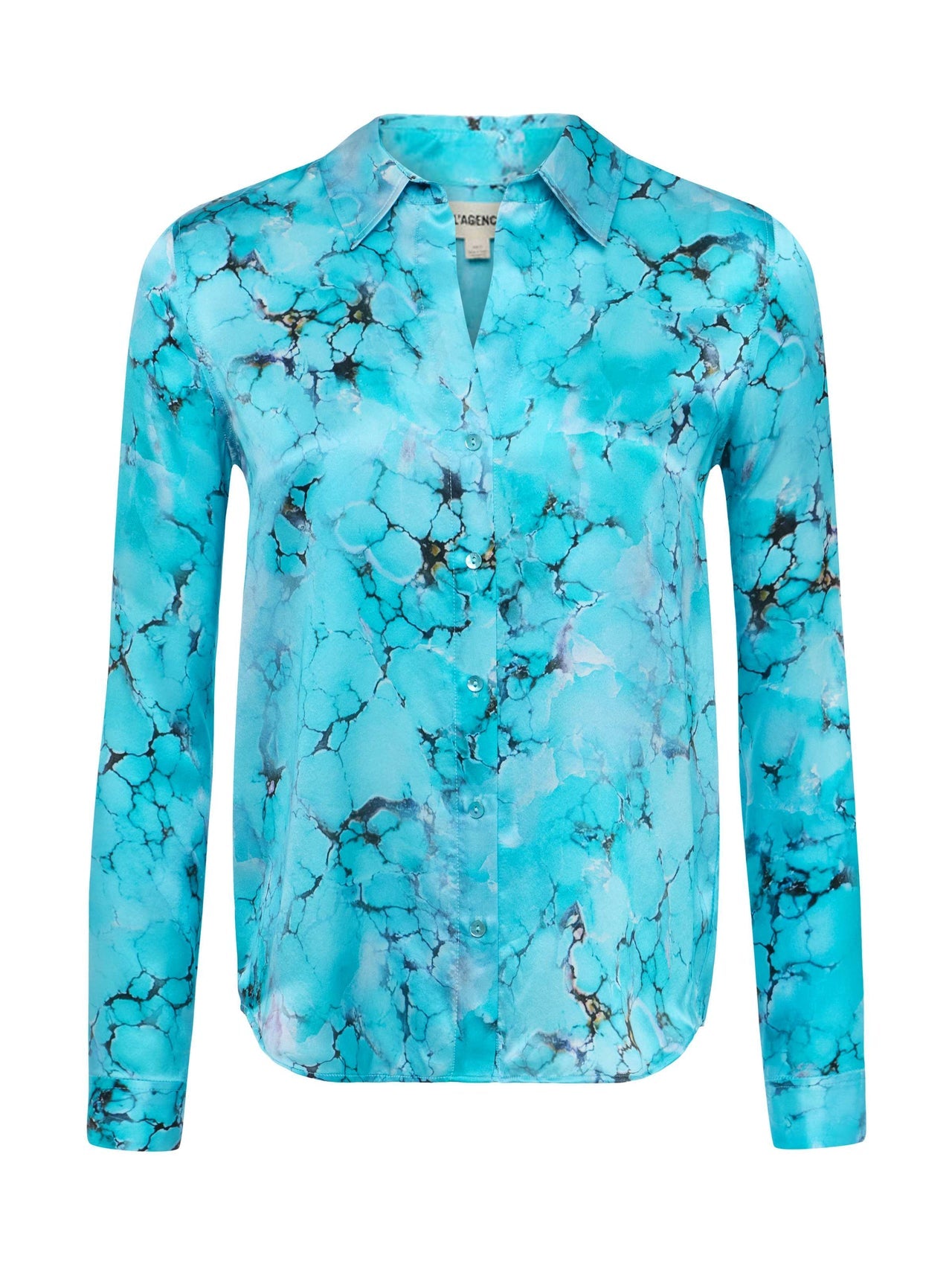 Tyler Silk Blouse in Multi Turquoise Stone | L'AGENCE discount