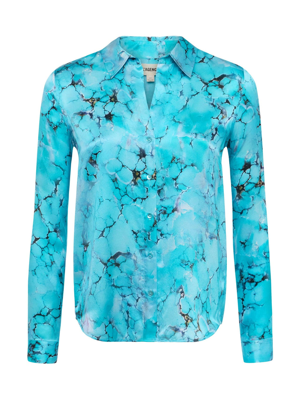 Tyler Silk Blouse in Multi Turquoise Stone | L'AGENCE discount