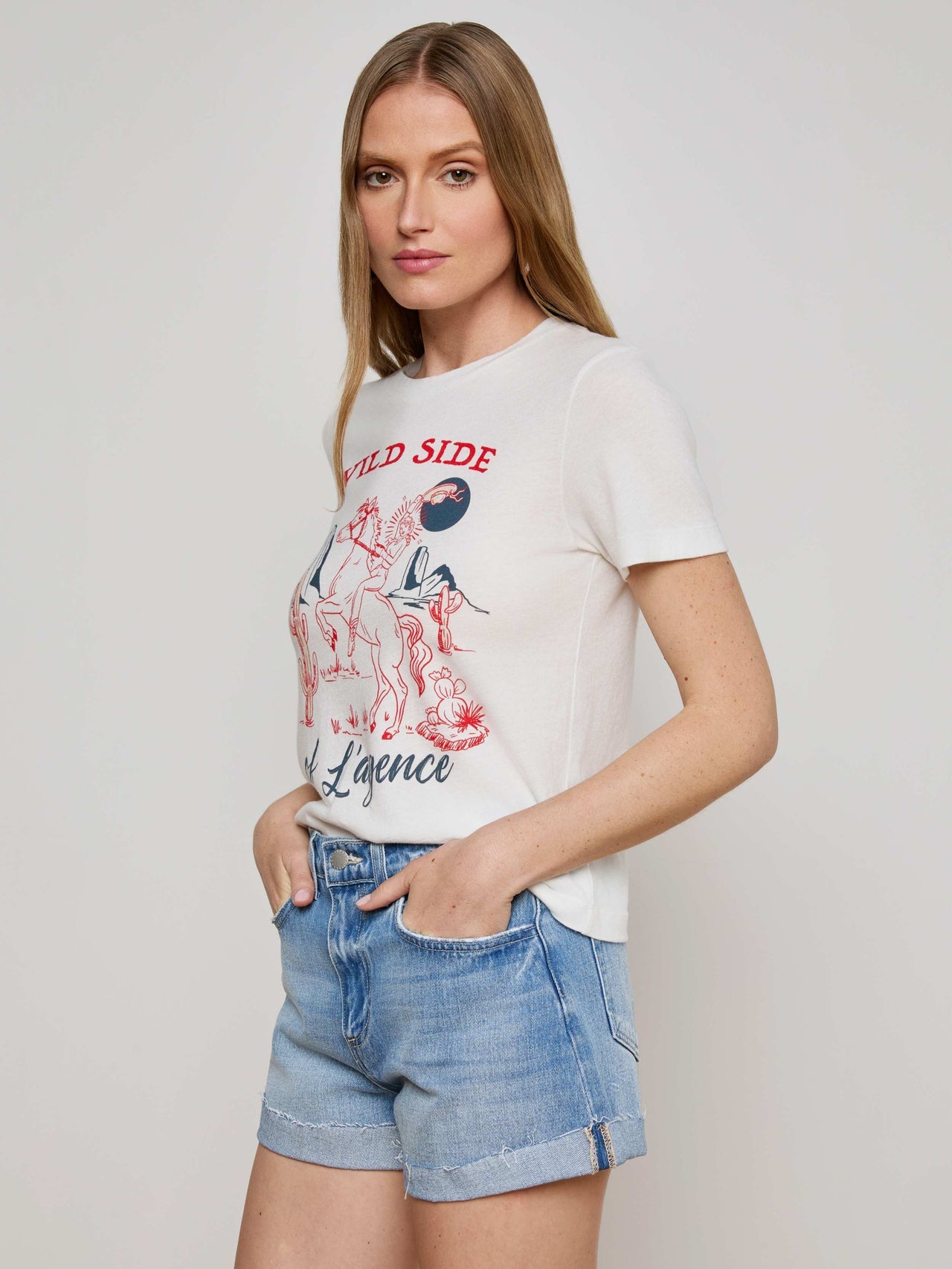 Eliza Graphic Tee in White | L'AGENCE for sale
