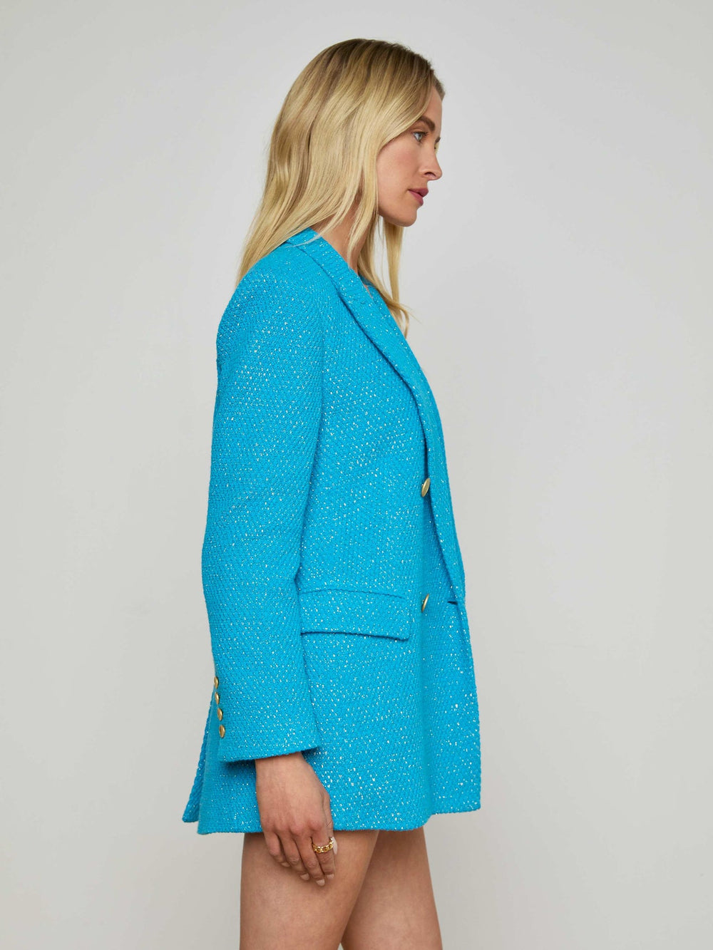 Riva Knit Blazer in Blue Teal | L'AGENCE online