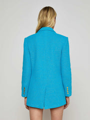 Riva Knit Blazer in Blue Teal | L'AGENCE online