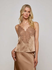 Priya Silk Lace Camisole in Dark Cappuccino | L'AGENCE sale