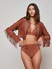Adeline Cardigan Cover-Up in Bronze | L'AGENCE online