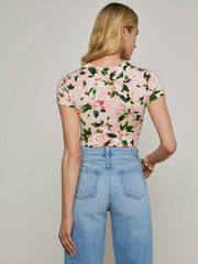 Ressi Fitted Tee in Pink Multi Magnolia Floral | L'AGENCE online
