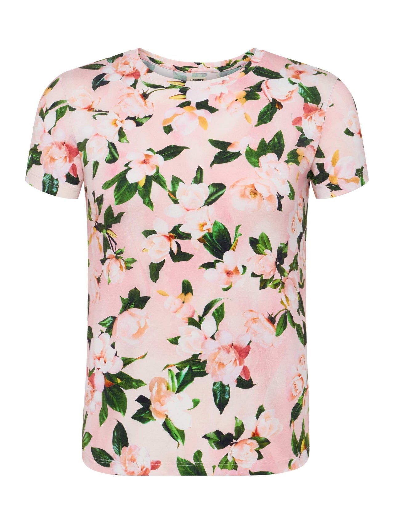 Ressi Fitted Tee in Pink Multi Magnolia Floral | L'AGENCE online