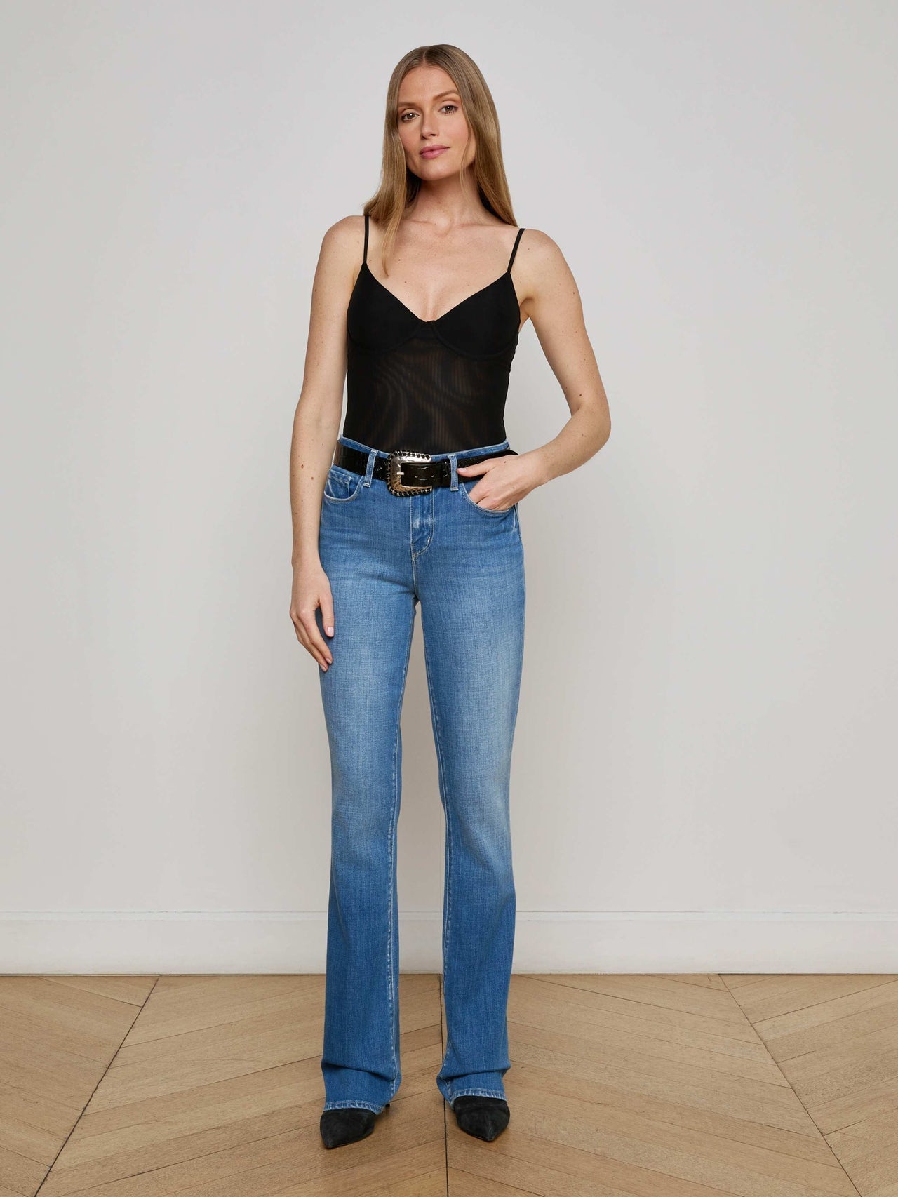 Elowen Mesh Bodysuit in Black | L'AGENCE US