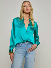 Bianca Blouse in Tropical Teal | L'AGENCE Women