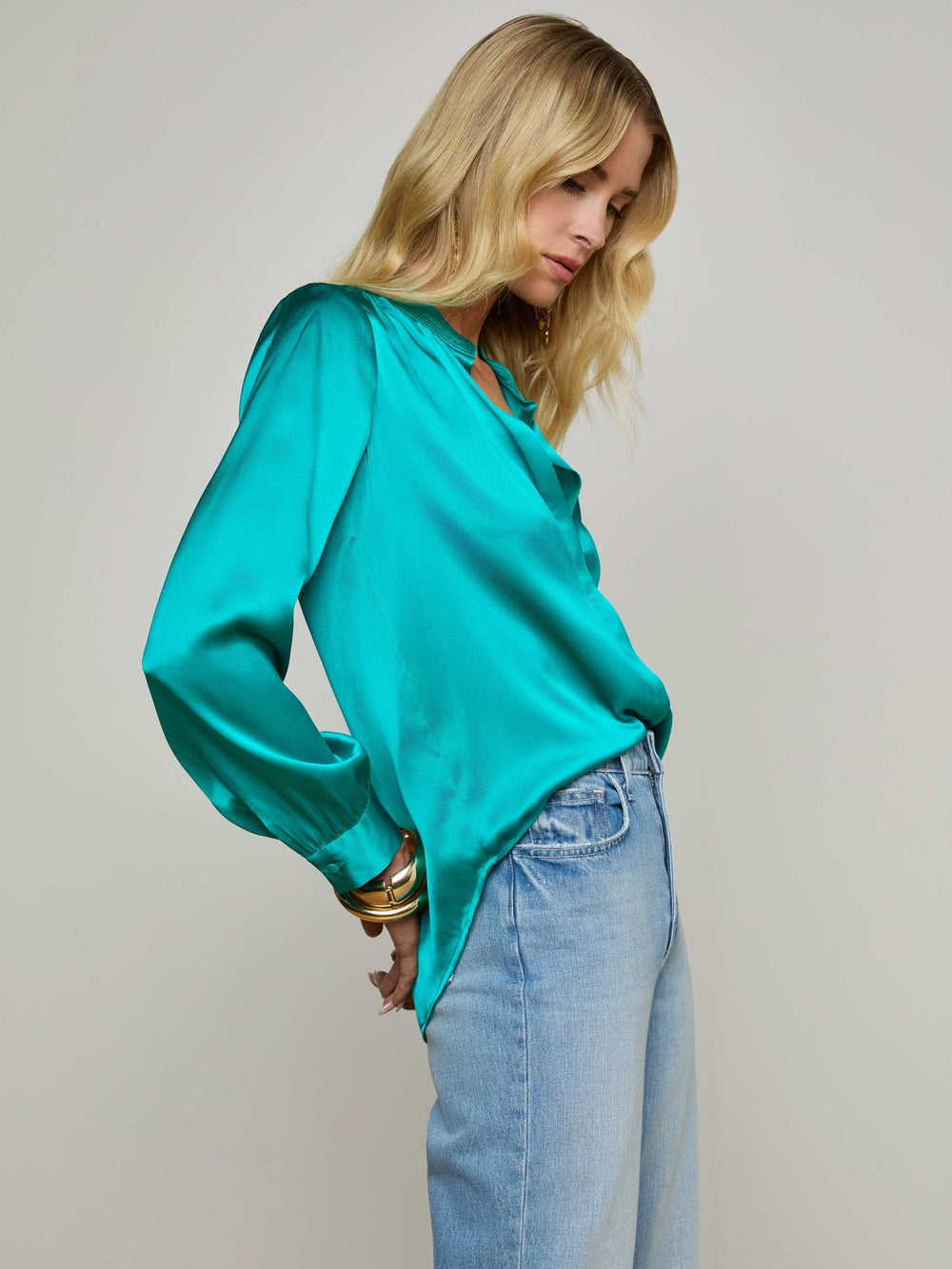 Bianca Blouse in Tropical Teal | L'AGENCE Women