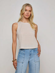 Mikaela Cotton Tank in White/Rye Stripe | L'AGENCE Women
