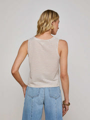 Mikaela Cotton Tank in White/Rye Stripe | L'AGENCE Women