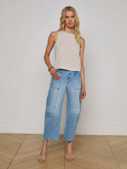 Mikaela Cotton Tank in White/Rye Stripe | L'AGENCE Women