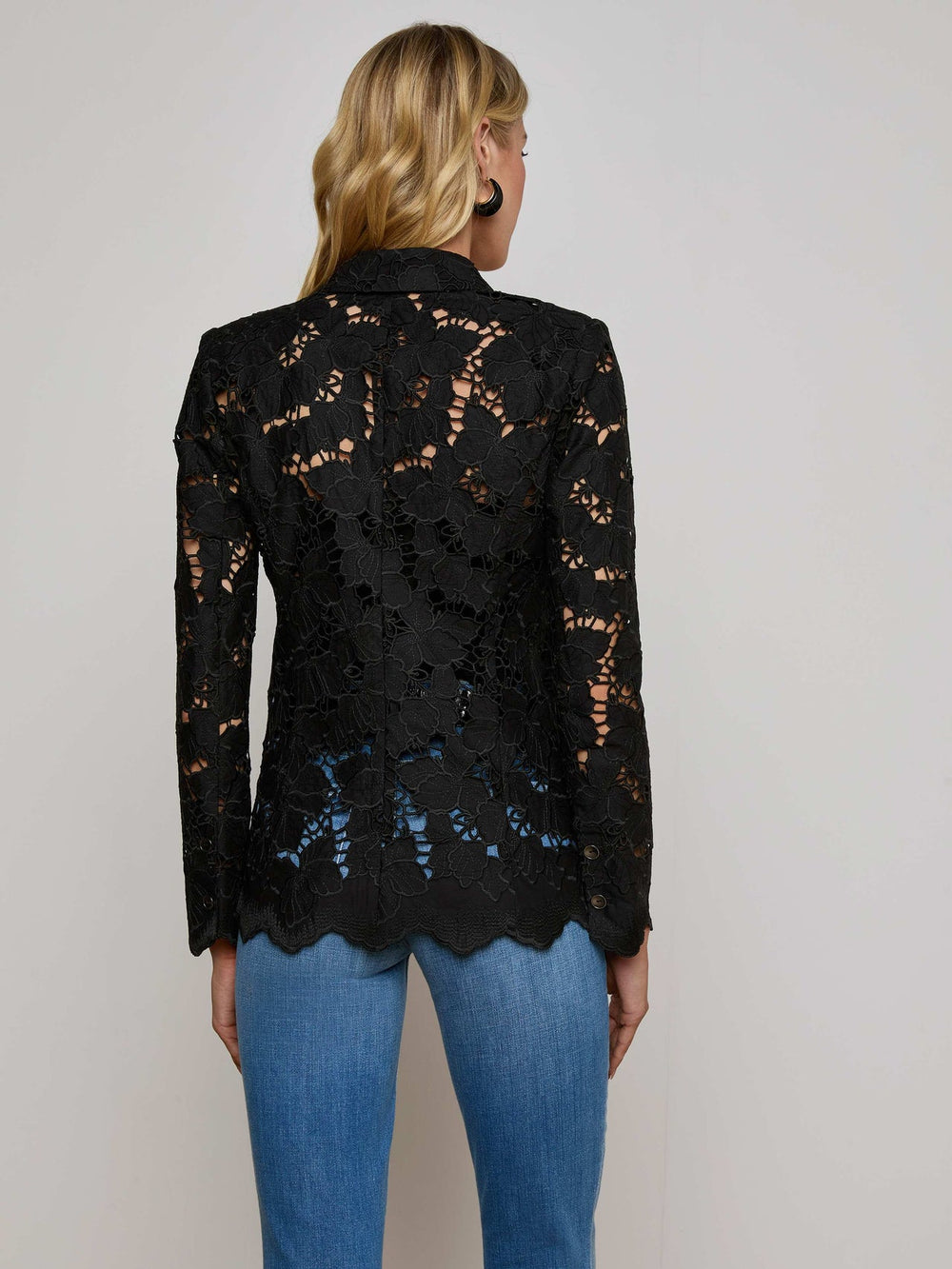 Clementine Lace Blazer in Black | L'AGENCE online