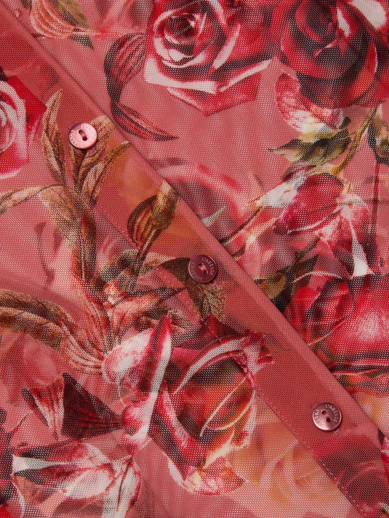 Indiana Mesh Blouse in Light Coral Multi Western Rose Print | L'AGENCE US
