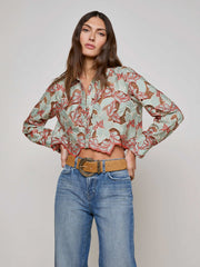 Akemi Cropped Lace Top in Multi Colored Eyelet | L'AGENCE Women