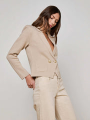 Sofia Knit Blazer in Pale Khaki/Gold | L'AGENCE US