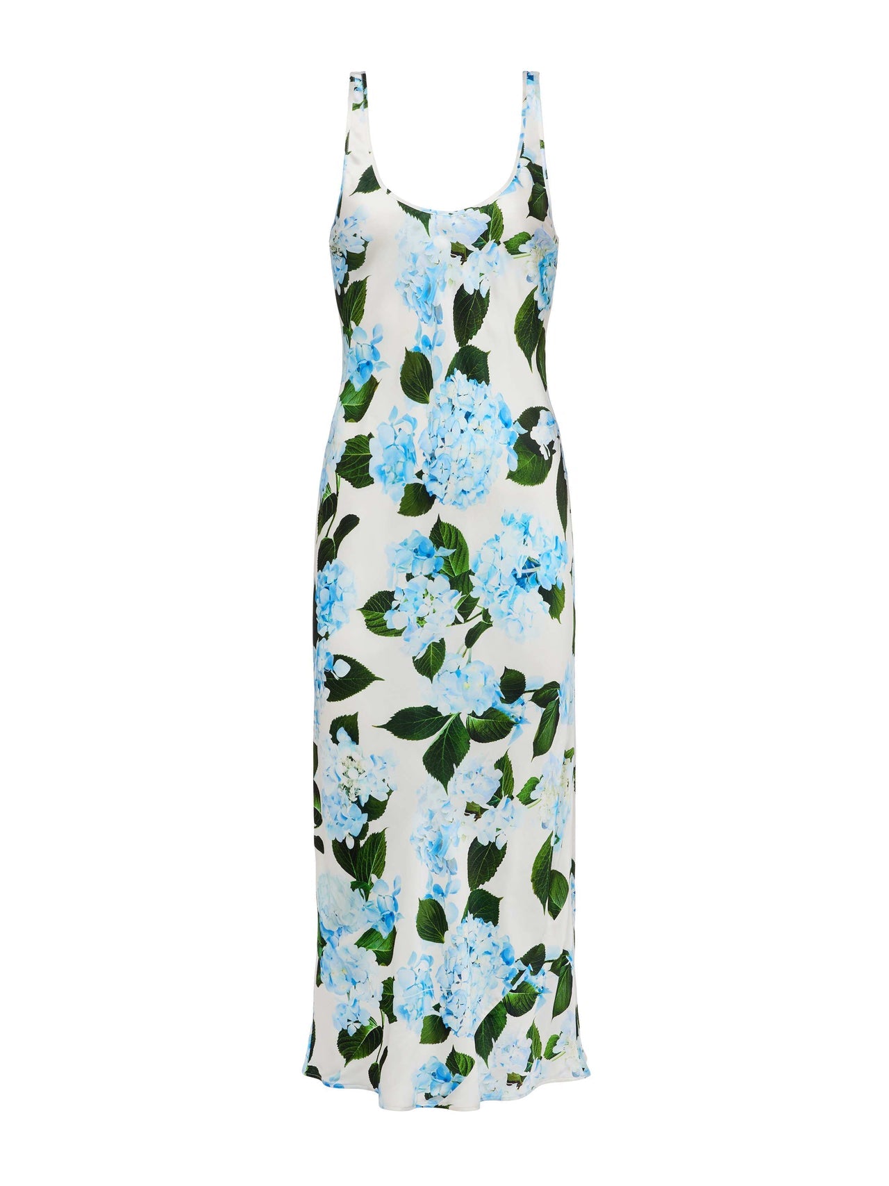 Akiya Satin Maxi Dress in Ivory/Light Blue Large Hydrangea | L'AGENCE discount