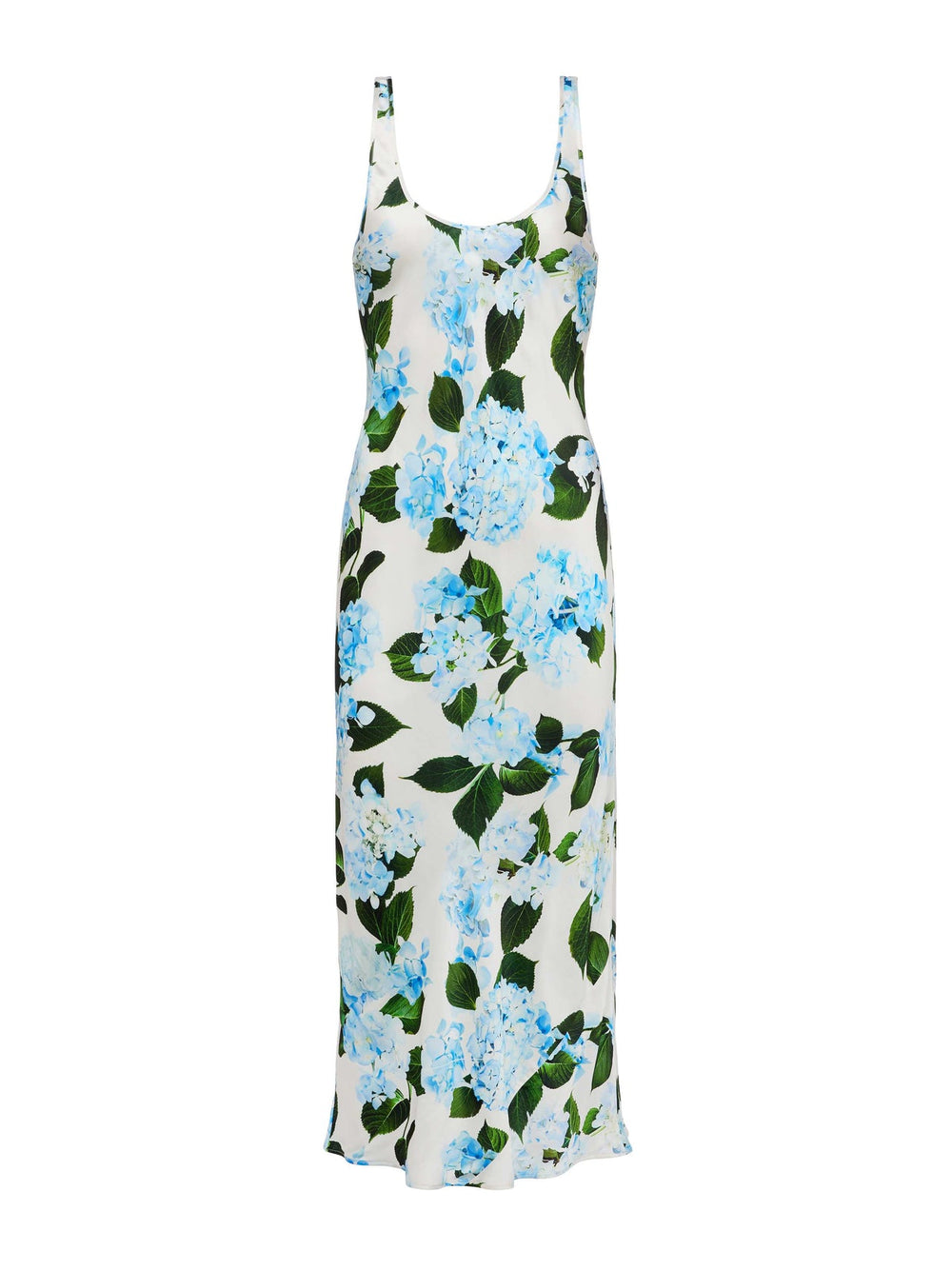 Akiya Satin Maxi Dress in Ivory/Light Blue Large Hydrangea | L'AGENCE discount