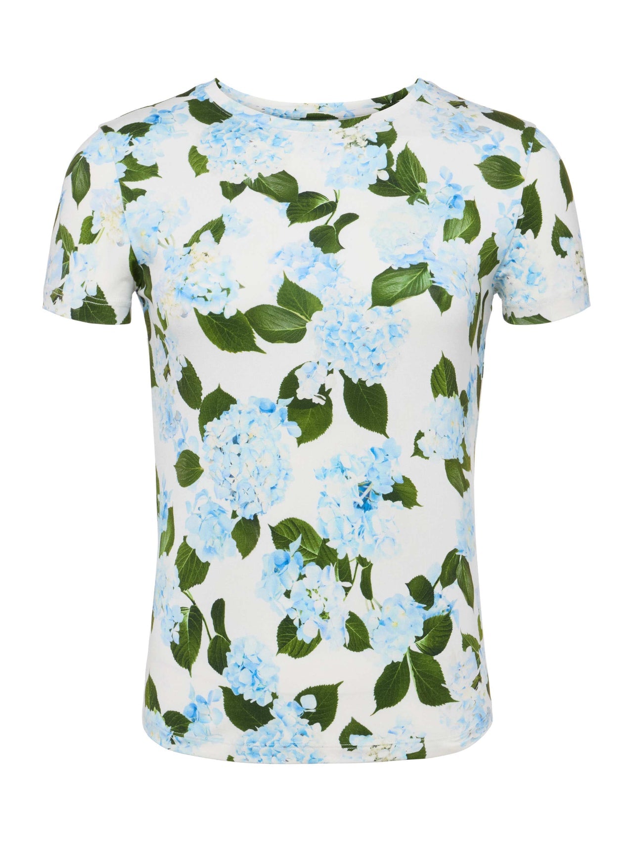 Ressi Fitted Tee in Ivory/Light Blue Hydrangea | L'AGENCE discount