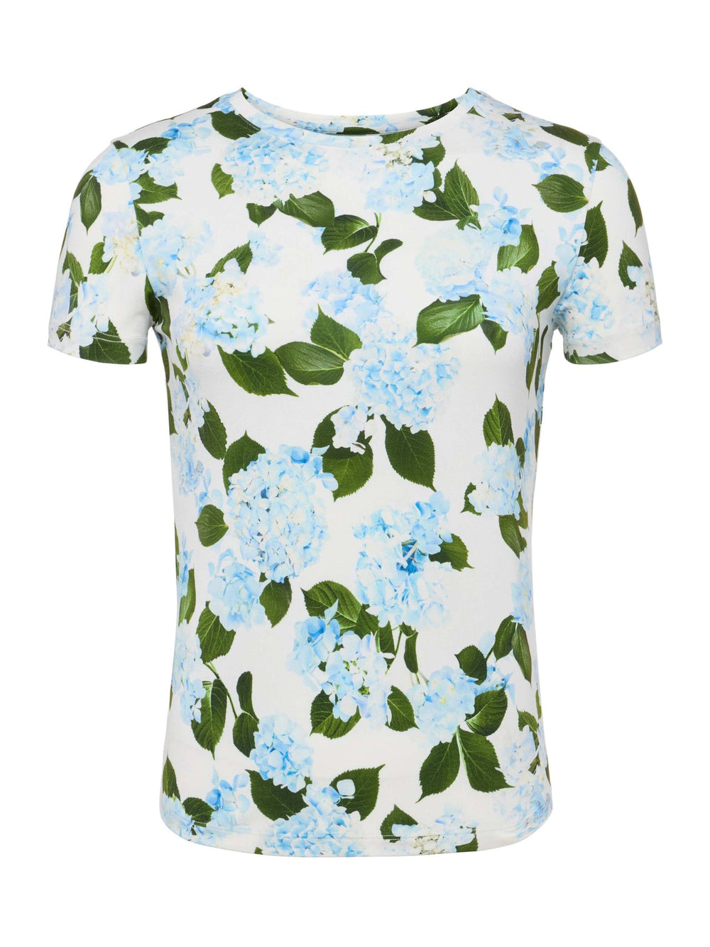 Ressi Fitted Tee in Ivory/Light Blue Hydrangea | L'AGENCE discount