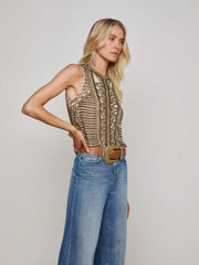 Kienna Embellished Tank in Parchment | L'AGENCE online