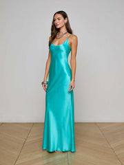 Charmaine Silk Gown in Lagoon | L'AGENCE sale