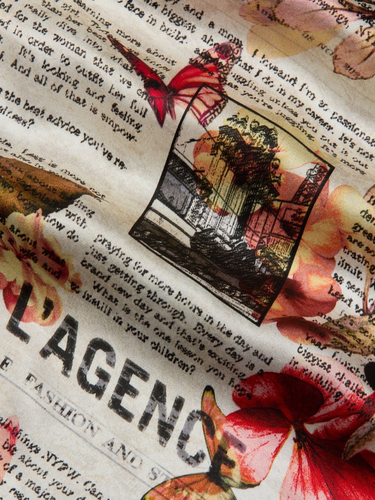 Seridie Silk Slip Dress in Multi Butterfly Rose Newspaper | L'AGENCE online