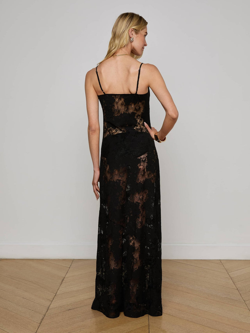 Bettie Lace Maxi Dress in Black | L'AGENCE US