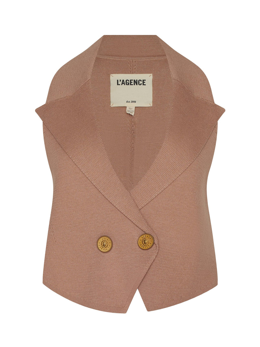 Zadie Knit Vest in Dark Cappuccino/Gold | L'AGENCE online