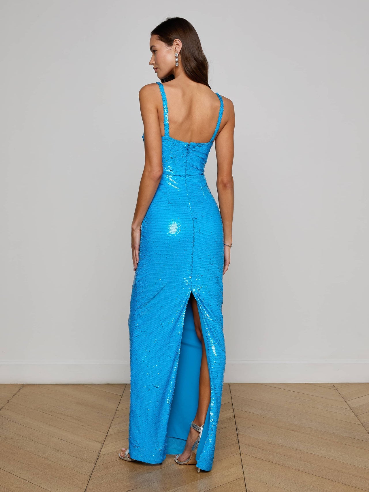 Karma Sequin Maxi Dress in Dresden Blue Sequin | L'AGENCE US