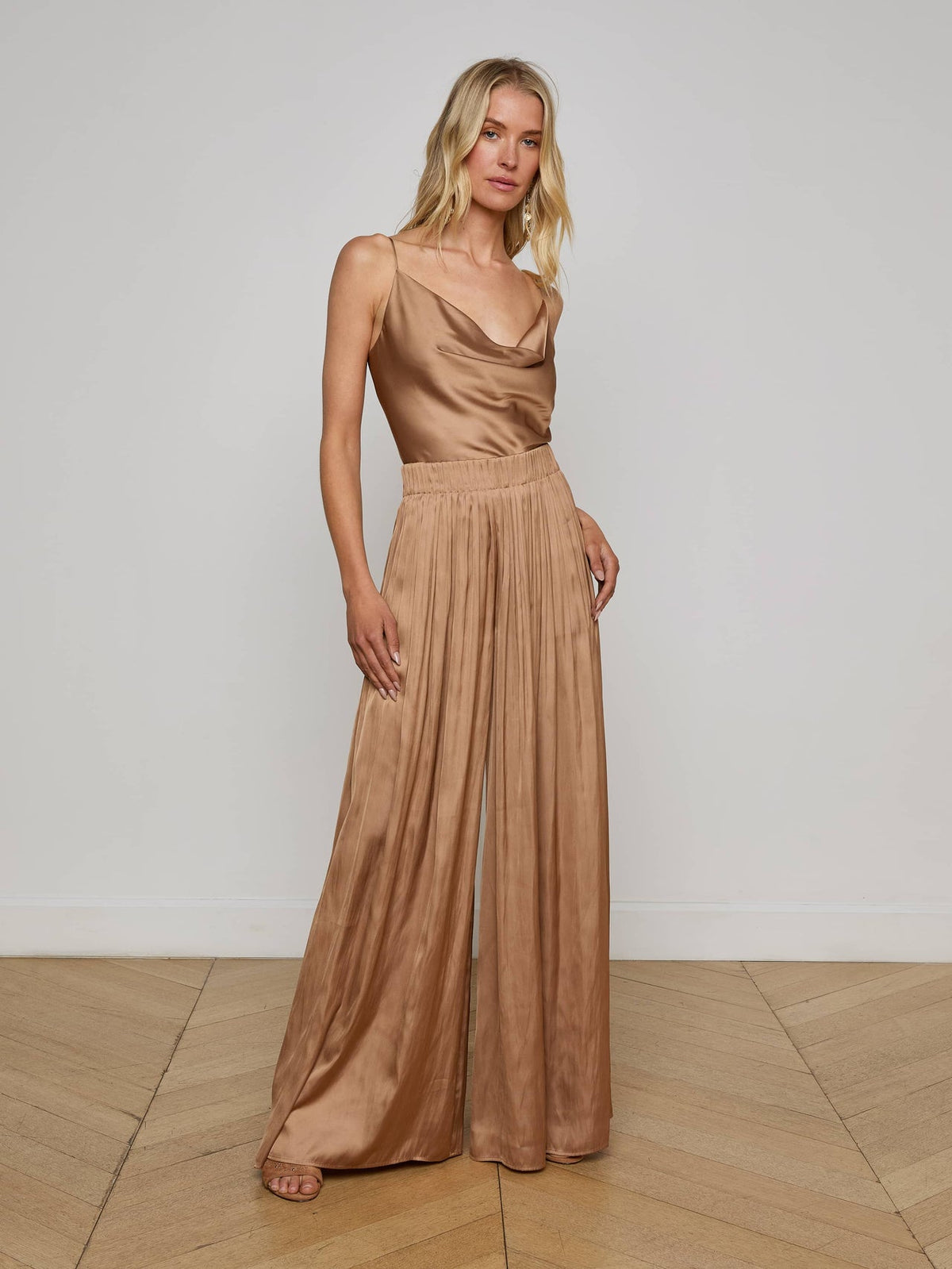 Haylo Satin Pant in Ginger Snap | L'AGENCE online