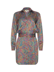 Demie Satin Shirt Dress in Multi Santa Fe Paisley | L'AGENCE Women