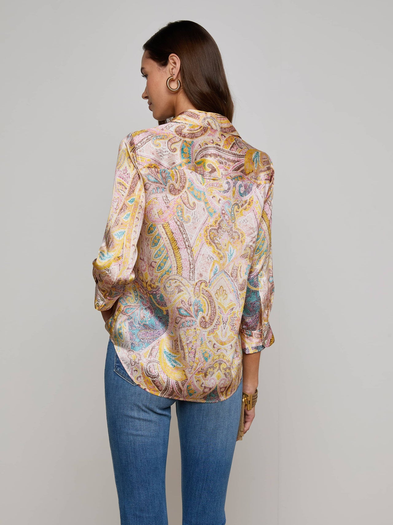 Dani Silk Blouse in Multi Western Paisley | L'AGENCE near me