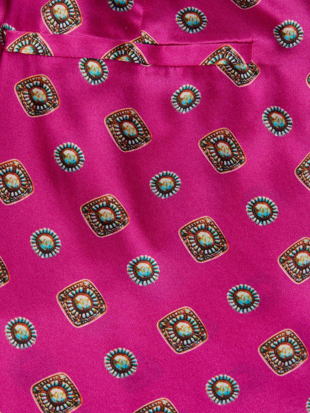 Fuchsia Pilar Silk Wide-Leg Pant in Turquoise Southwestern Geo | L'AGENCE online