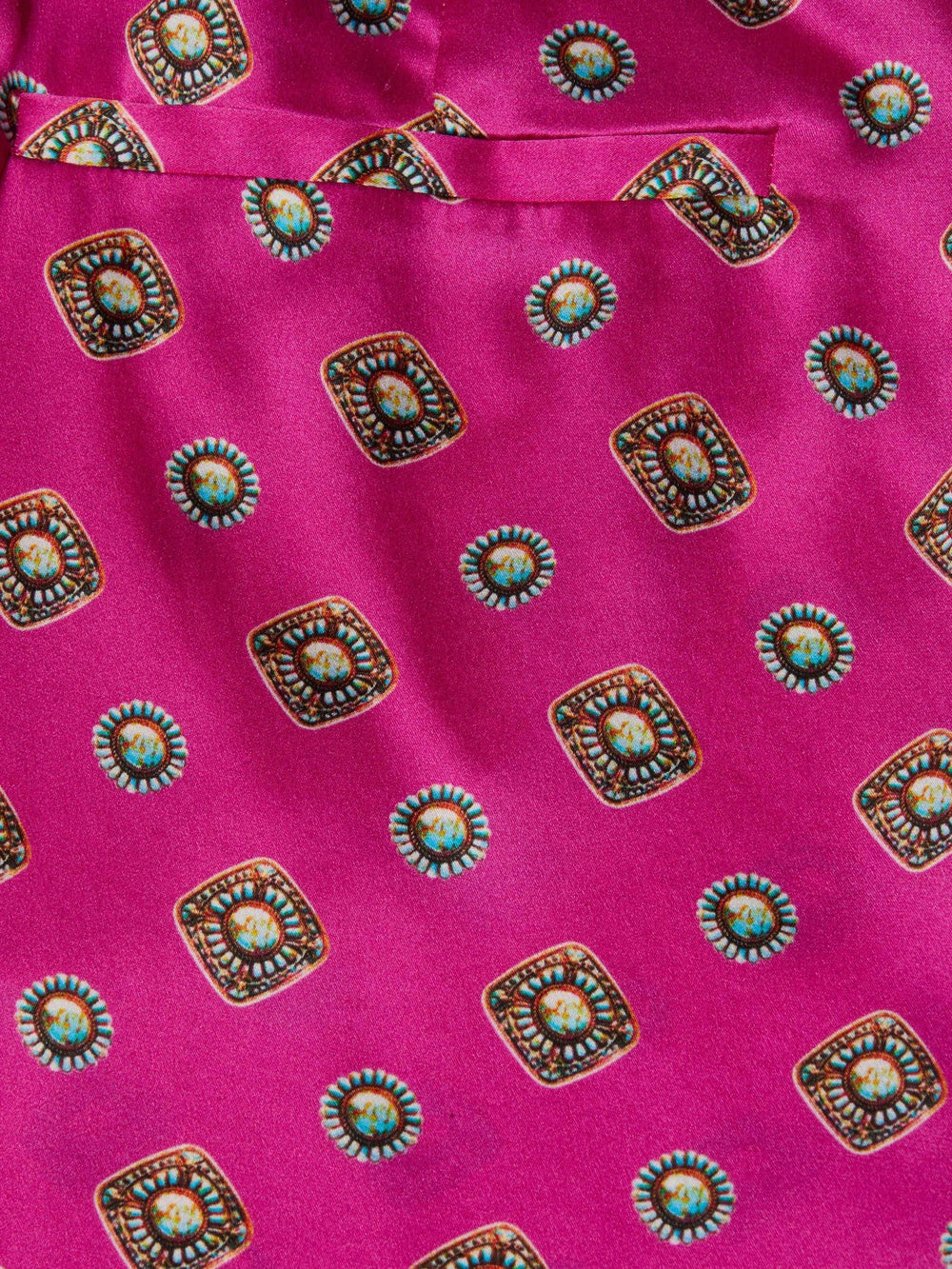 Fuchsia Pilar Silk Wide-Leg Pant in Turquoise Southwestern Geo | L'AGENCE online