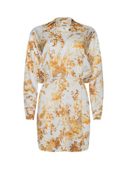 Demie Satin Shirt Dress in Ivory/Gold Tapestry | L'AGENCE US