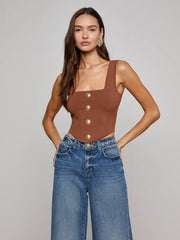 Saga Top in Sepia Brown/Gold | L'AGENCE US
