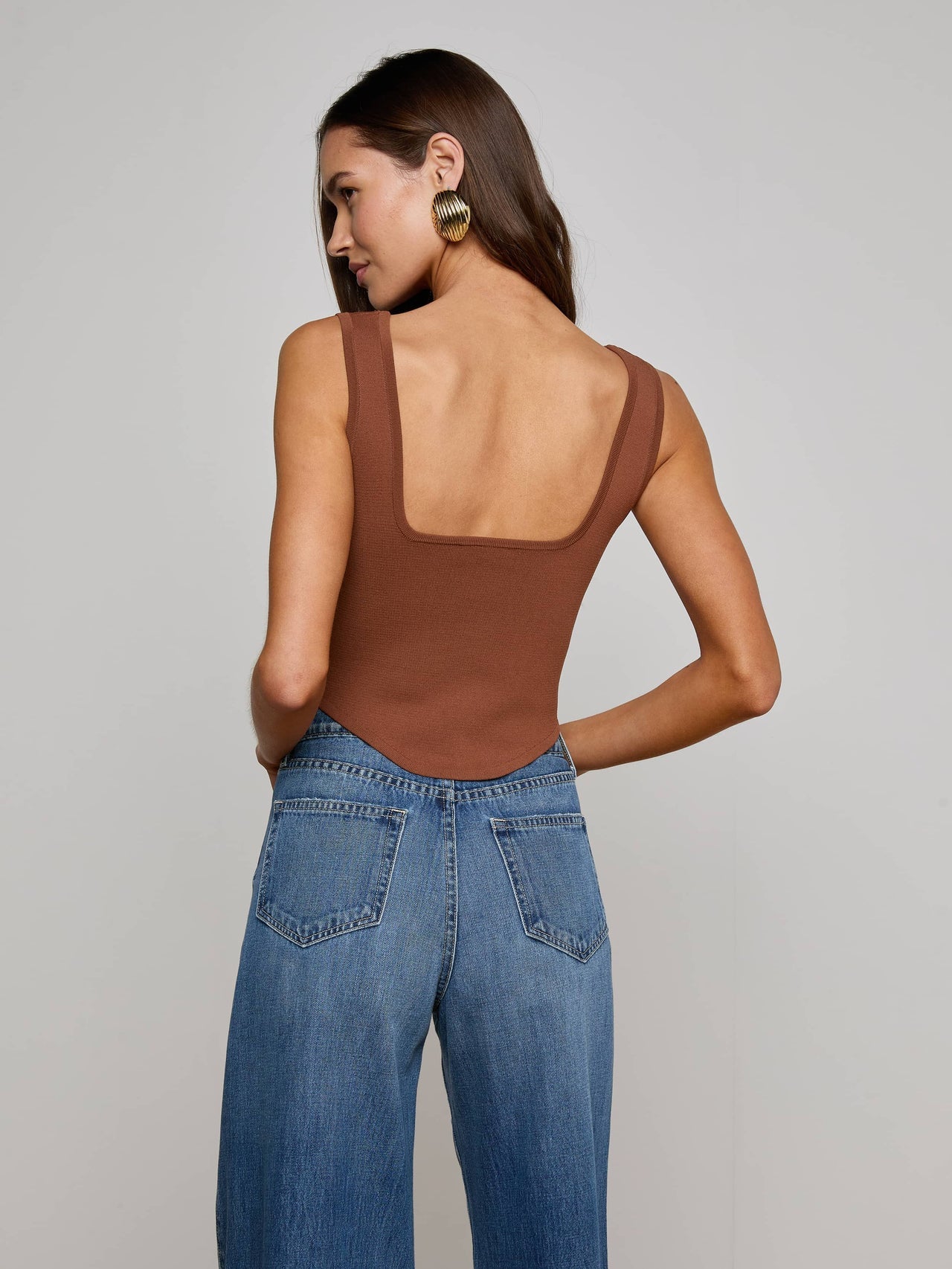 Saga Top in Sepia Brown/Gold | L'AGENCE US