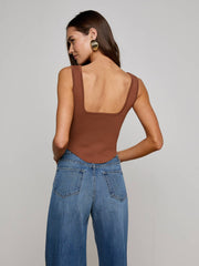 Saga Top in Sepia Brown/Gold | L'AGENCE US