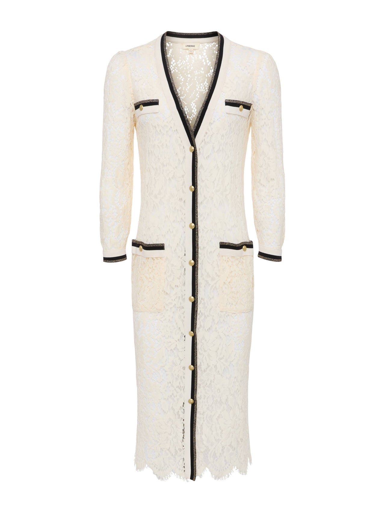 Whisper Lace Cardigan Dress in Ecru | L'AGENCE US