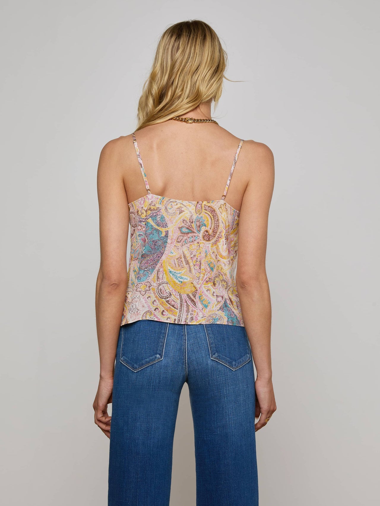 Kilah Silk Lace Camisole in Multi Western Paisley | L'AGENCE Women