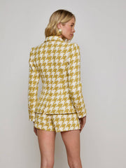 Marie Houndstooth Tweed Blazer in Ceylon Yellow/ Ivory Houndstooth | L'AGENCE discount