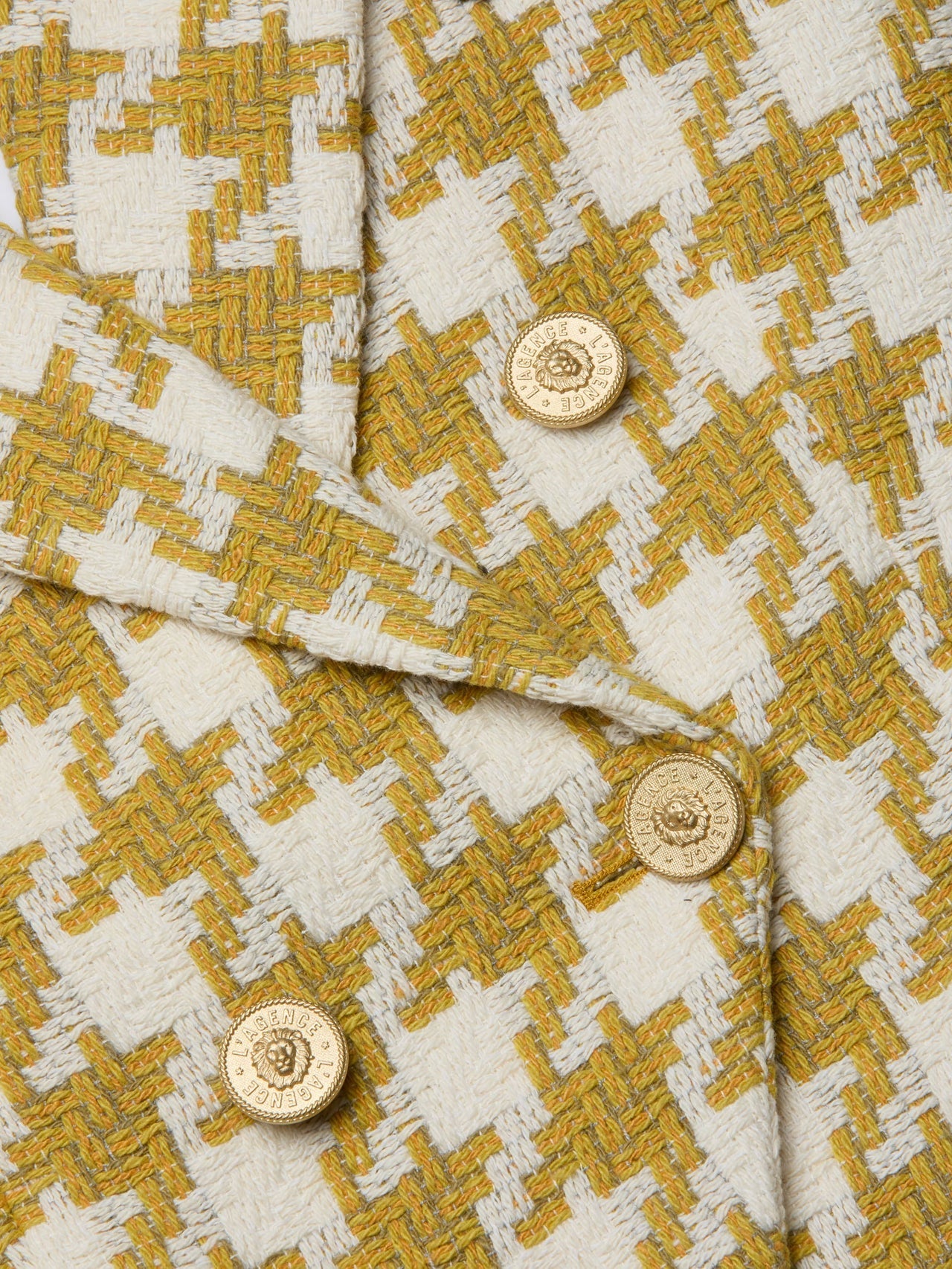 Marie Houndstooth Tweed Blazer in Ceylon Yellow/ Ivory Houndstooth | L'AGENCE discount