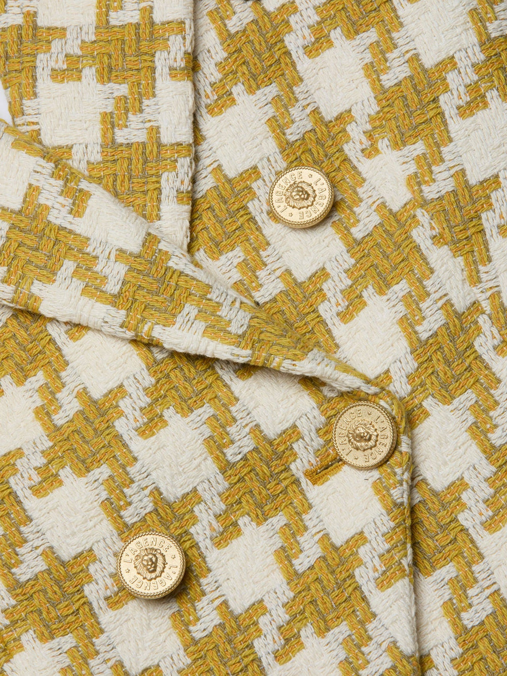Marie Houndstooth Tweed Blazer in Ceylon Yellow/ Ivory Houndstooth | L'AGENCE discount