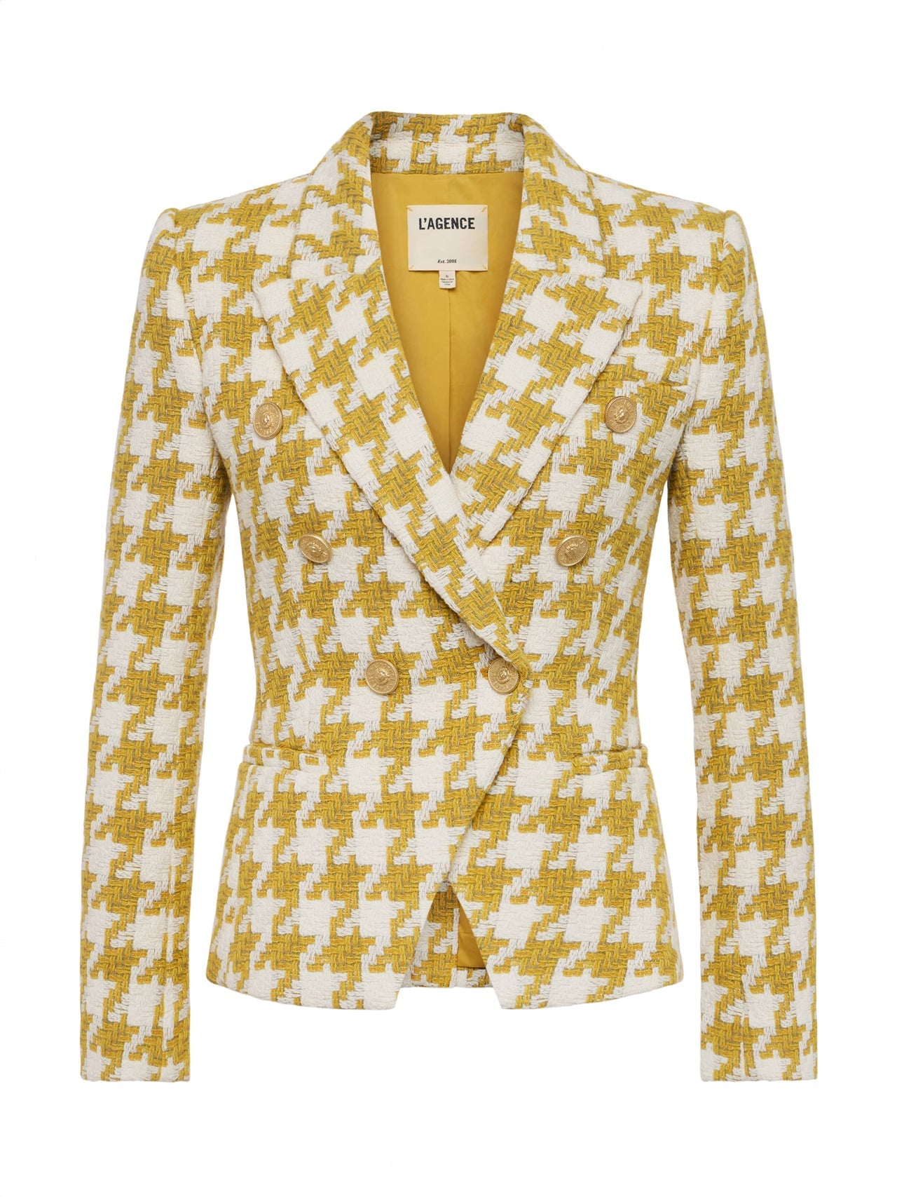 Marie Houndstooth Tweed Blazer in Ceylon Yellow/ Ivory Houndstooth | L'AGENCE discount