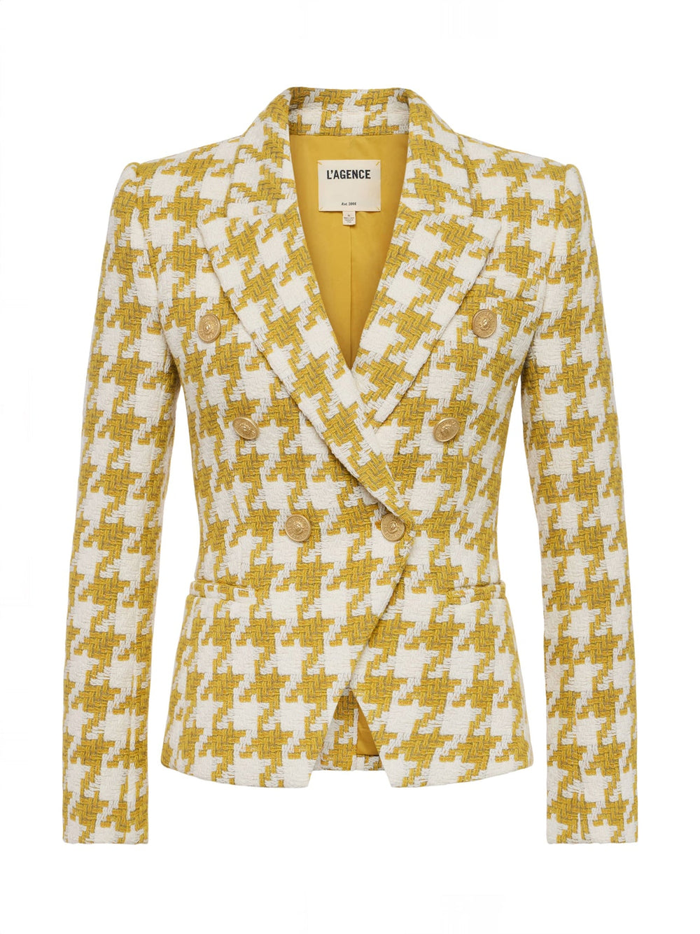 Marie Houndstooth Tweed Blazer in Ceylon Yellow/ Ivory Houndstooth | L'AGENCE discount