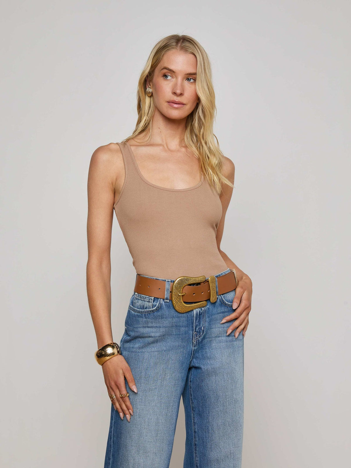 Nica Scoopneck Bodysuit in Ginger Snap | L'AGENCE Women