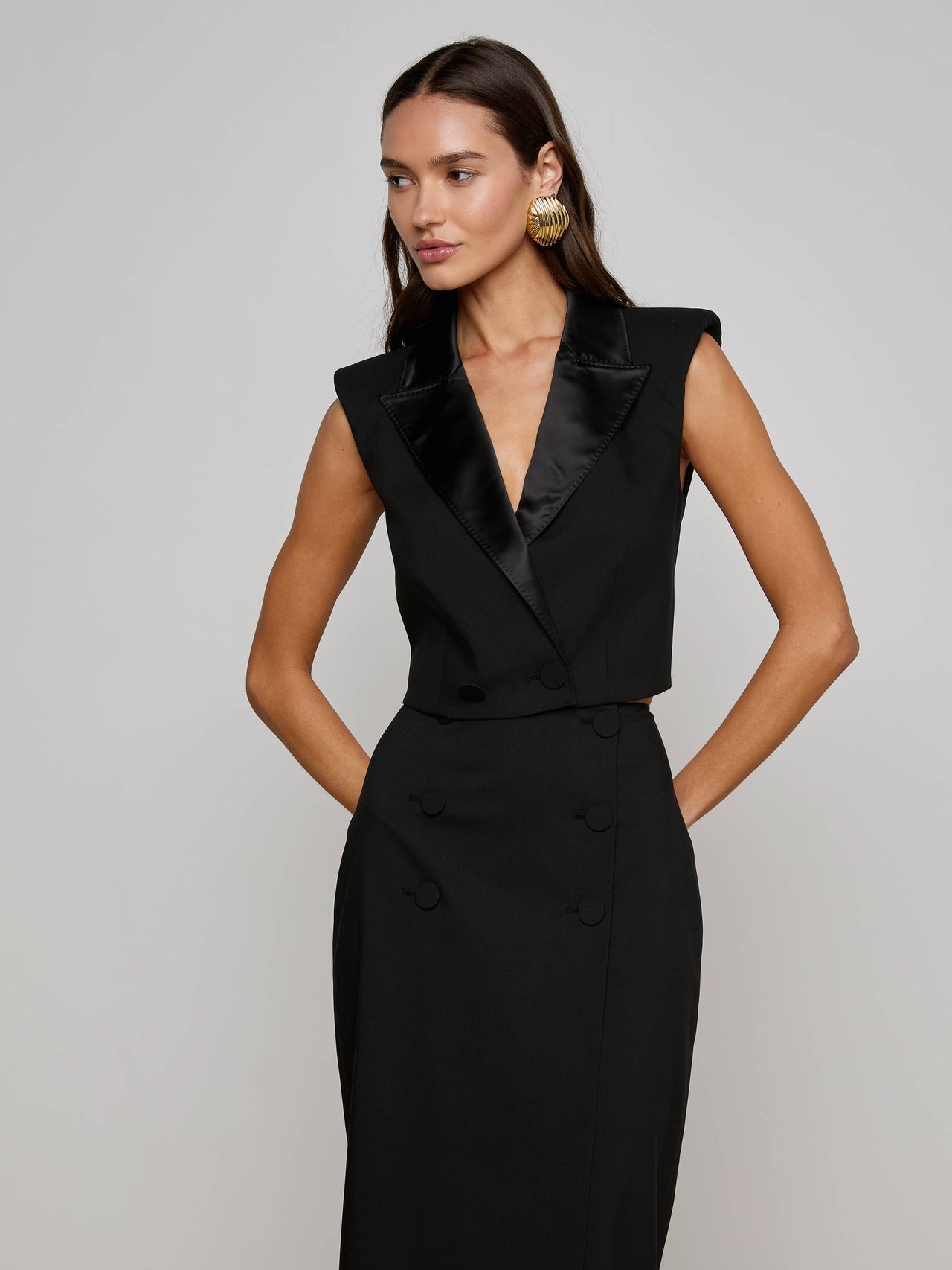 Hollis Vest in Black | L'AGENCE Women